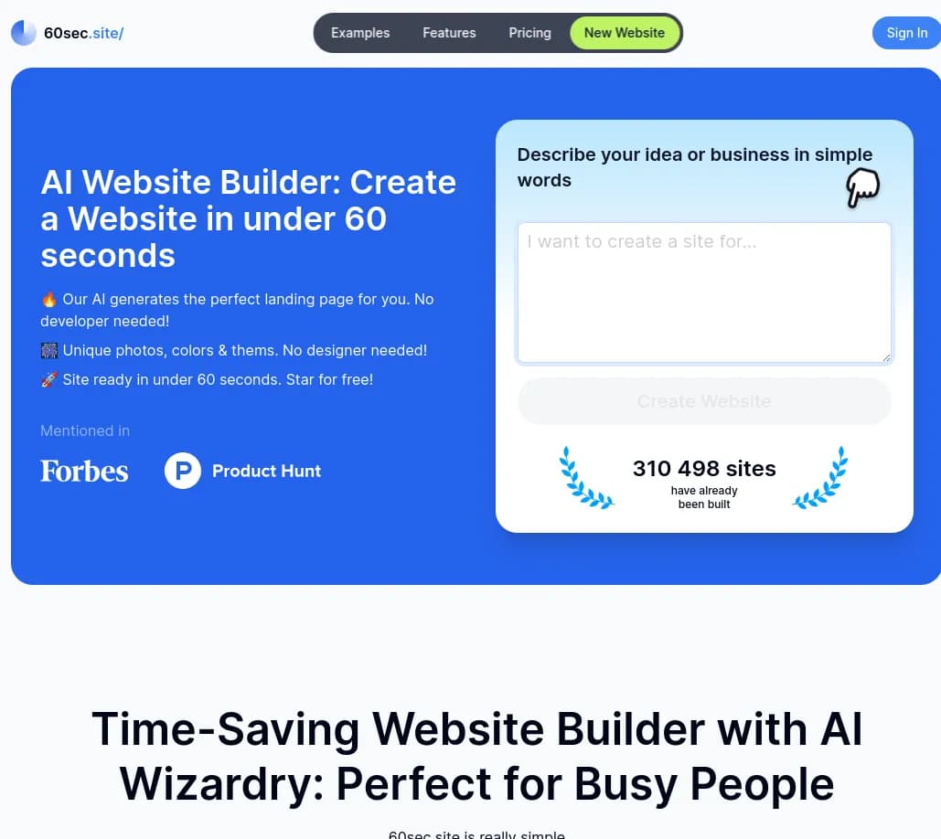 Imaginez un monde où la création d'un site web parfaitement optimisé ne prend que 60sec.