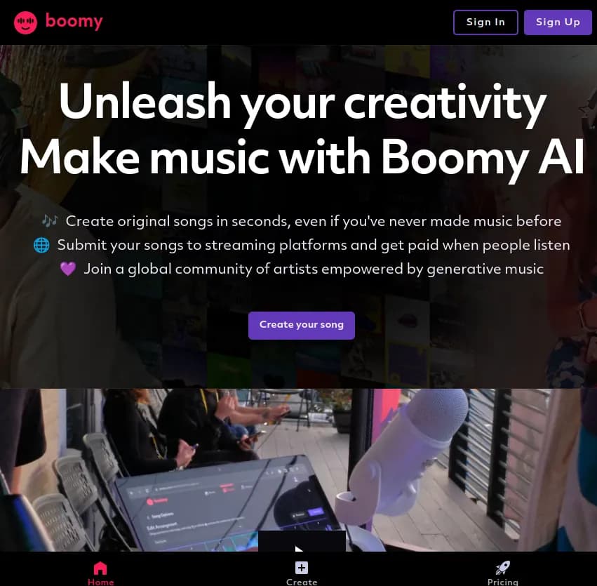 Libérez votre créativité musicale avec Boomy. 🎶 Composez des chansons originales en quelques secondes, même sans expérience musicale. Rejoignez une communauté mondiale d'artistes et gagnez en streaming.