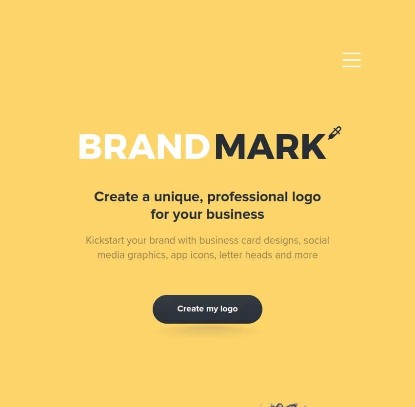 Screenshot of app Brandmark : Créez un logo unique et professionnel avec Brandmark. Démarrez votre marque avec des cartes de visite, graphiques pour les réseaux sociaux, icônes d'application, en-têtes de lettre et plus encore.