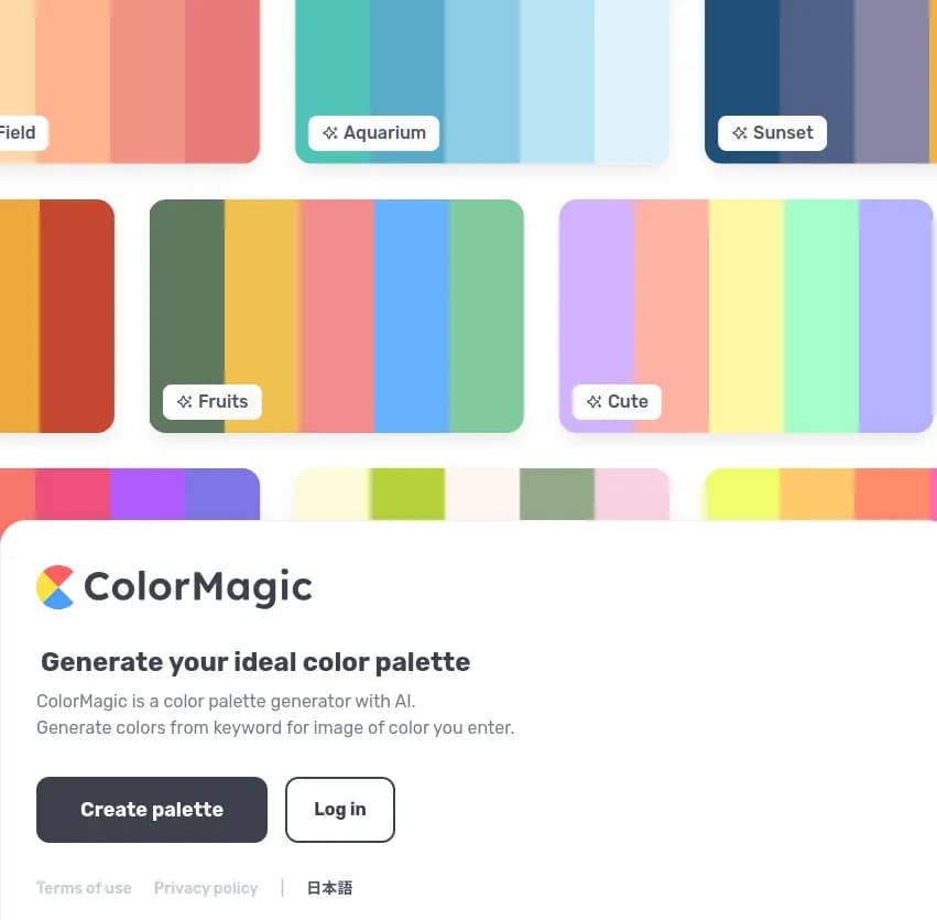 Découvrez ColorMagic, un générateur de palettes de couleurs optimisé par IA. Créez des palettes idéales à partir de mots-clés ou d'images et laissez libre cours à votre imagination !
