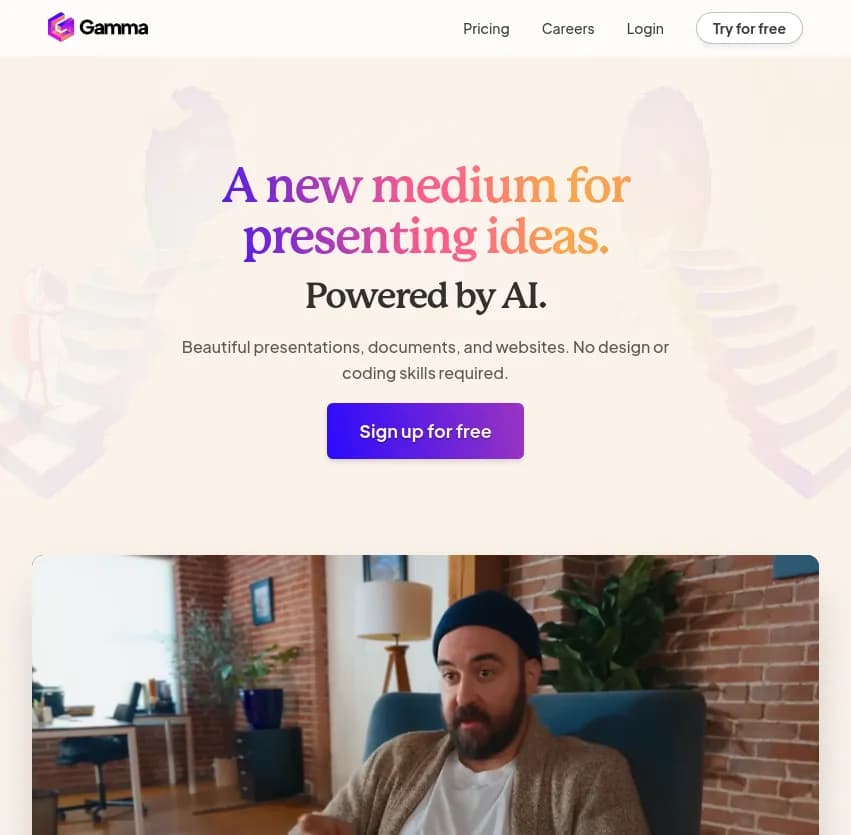 Créez des présentations, documents et sites web magnifiques avec Gamma App. Propulsé par l'IA, aucune compétence en design ou codage n'est requise. Découvrez un nouveau moyen de présentation !