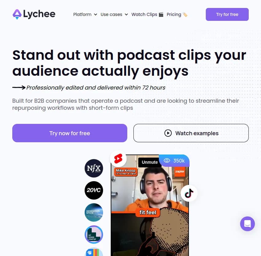 Découvrez Lychee : L'outil ultime pour créer des clips de podcast époustouflants. Simplifiez vos workflows de réutilisation et publiez plus de contenus professionnels.