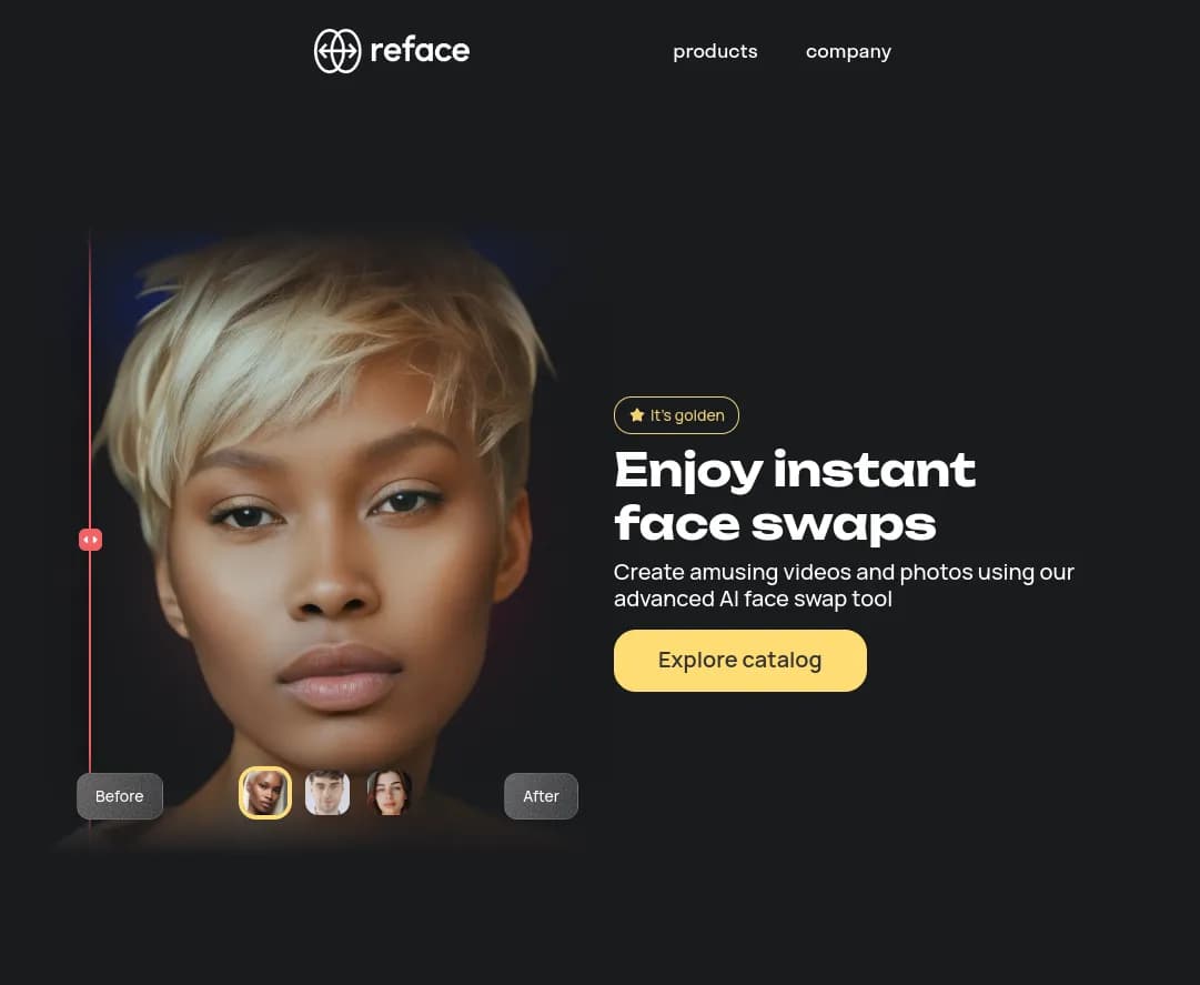 Screenshot of app Reface : Découvrez Restyle, Reface, Revive et Letsy, nos outils IA pour la création et animation de contenu visuel unique. Boostez votre créativité!