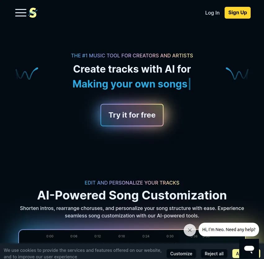 Screenshot of app Sound Raw : Créez des pistes musicales avec AI en quelques clics. Sound Raw permet de concevoir des chansons uniques facilement et d'ajuster chaque détail selon vos besoins.