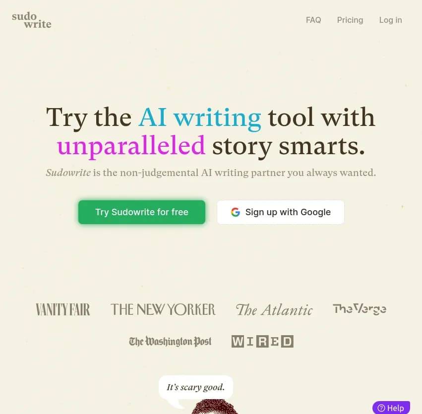 Screenshot of app Sudo Write : Découvrez SudoWrite, votre partenaire d'écriture IA toujours disponible, créatif même à 3h du matin. Boostez votre productivité sans jugement avec des idées infinies pour vos drafts.