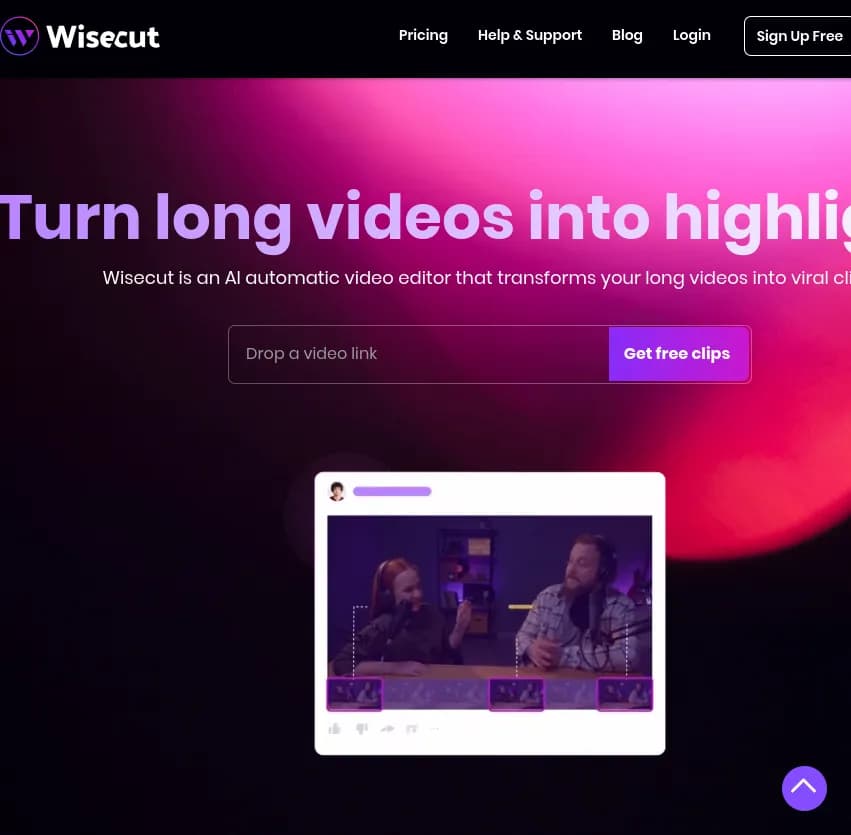 Wisecut est un éditeur vidéo IA qui convertit automatiquement vos longues vidéos en clips attrayants et viraux. Transformez facilement votre contenu en moments forts avec Wisecut.