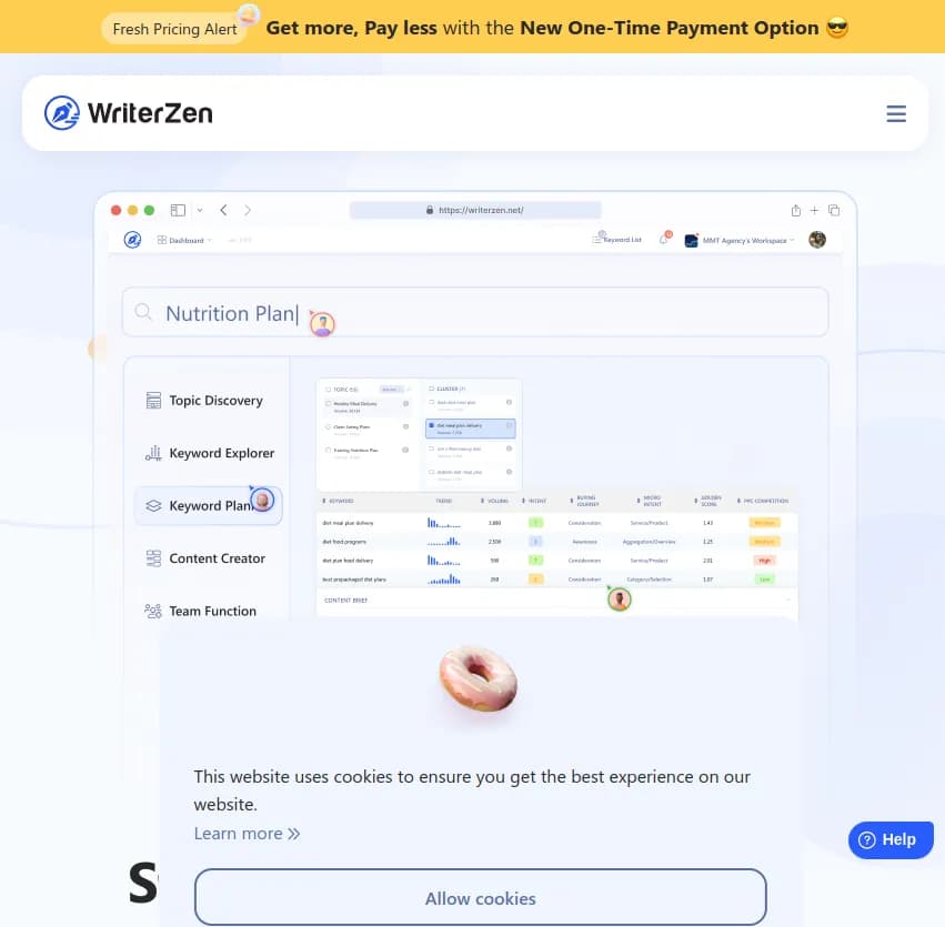Screenshot of app Writer Zen : Optimisez votre contenu avec Writer Zen : toutes les solutions dont vous avez besoin pour capturer la demande, de la recherche à la création en équipe. Augmentez votre classement Google dès aujourd'hui.