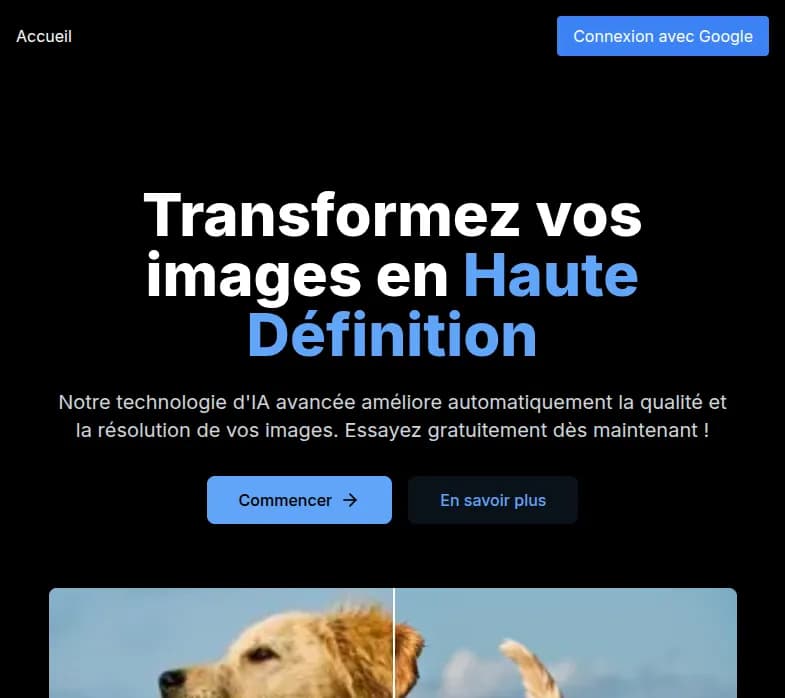 "Découvrez Ai Upscale, donnez une seconde vie à vos photos en haute définition grâce à l'IA. Facile à utiliser, sécurisé et gratuit à tester !"