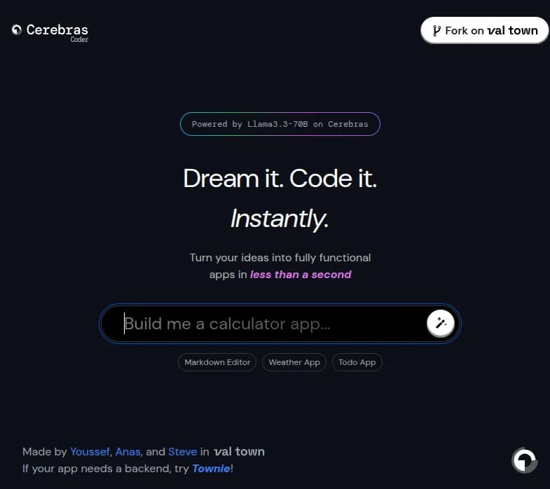 Découvrez Cerebras Coder AI, l'outil qui transforme vos idées en code en une seconde. Création numérique rapide et accessible à tous. Essayez-le dès maintenant!