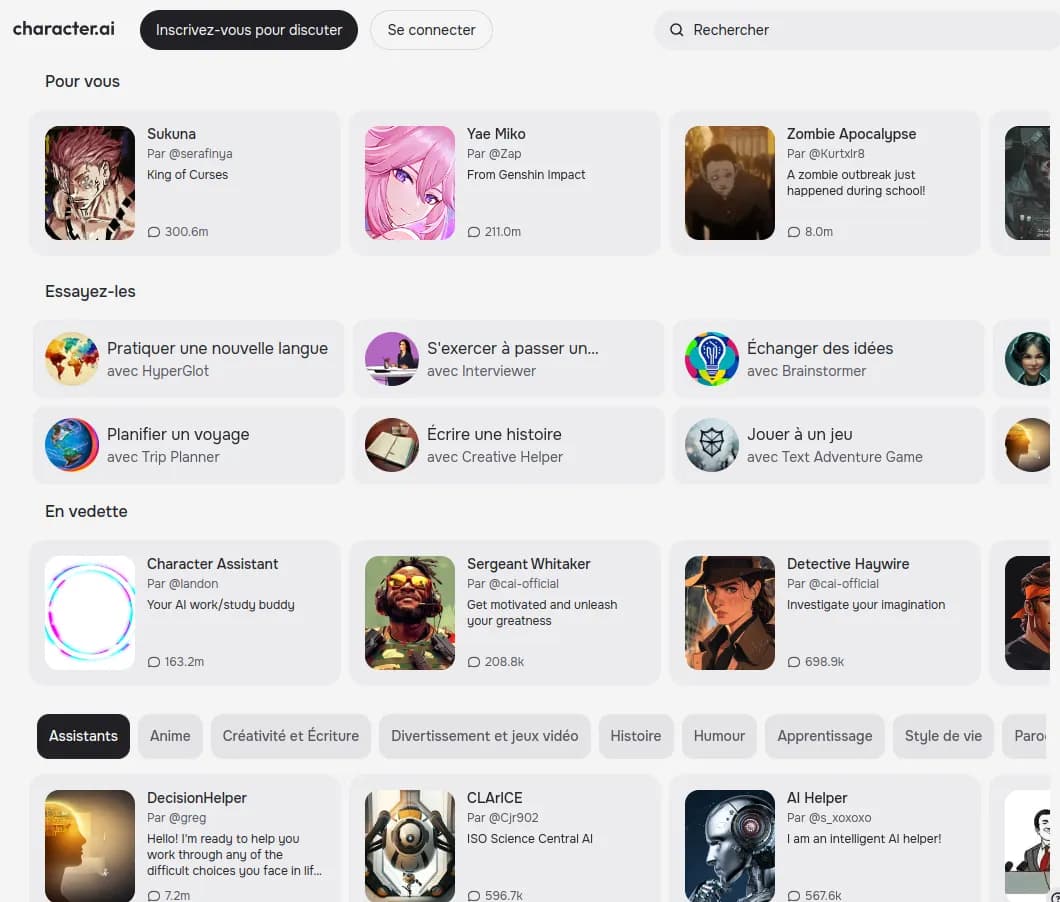 Screenshot of app Character AI : Découvrez character.ai, l'IA révolutionnaire qui anticipe vos besoins et interagit comme un ami. Transformez votre quotidien avec une technologie!