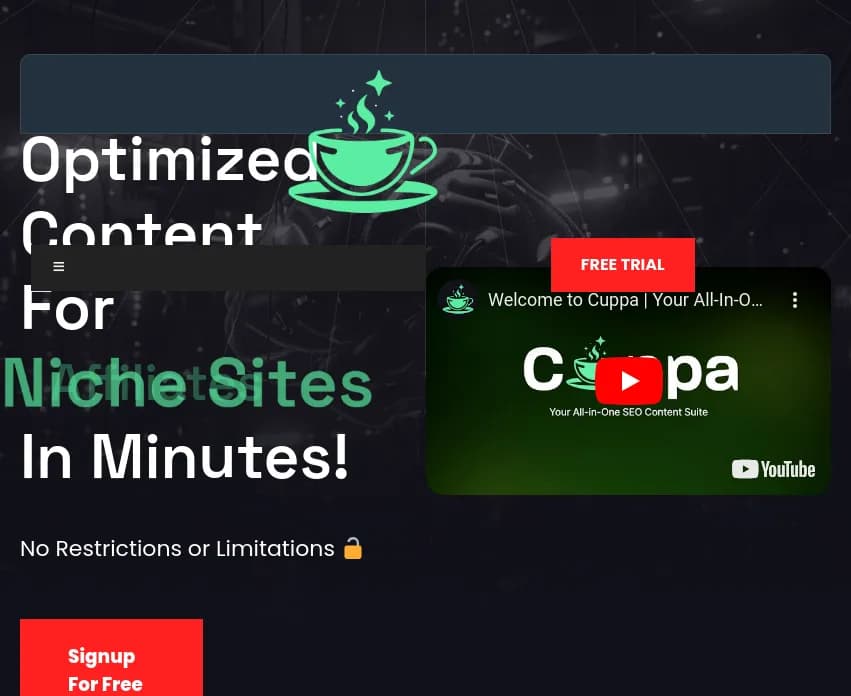 Screenshot of app Cuppa  : Découvrez Cuppa, l'outil de génération de contenu par IA pour un contenu SEO optimisé et de qualité.
