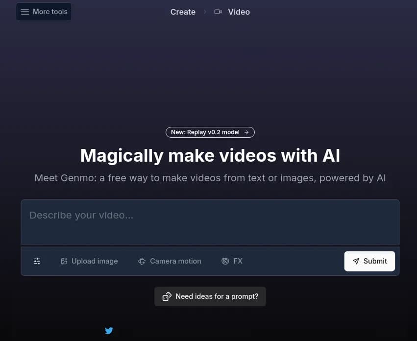 Screenshot of app Genmo : Découvrez Genmo, l'outil IA révolutionnaire pour créer des vidéos et images époustouflantes à partir de simples textes ou images. Libérez votre créativité sans limite.