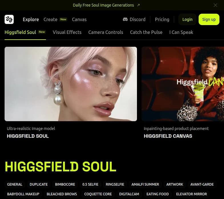 Screenshot of app Higgsfield AI : "Découvrez Higgsfield AI - une révolution en montage vidéo grâce à l'IA. Exprimez votre créativité en transformant vos vidéos en chef-d'œuvre. Essayez-le maintenant !"