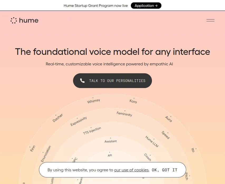 Screenshot of app Hume AI : Découvrez Hume AI, l'outil révolutionnaire d'IA vocale offrant une interaction personnalisée et empathique. Adaptez l'expérience à chaque utilisateur!