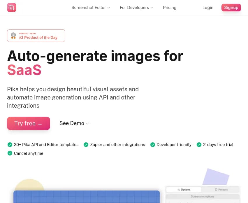 Screenshot of app Pika Style : Découvrez Pika, l'outil révolutionnaire pour une création d'images simplifiée et automatisée. Parfait pour les marketeurs, les développeurs