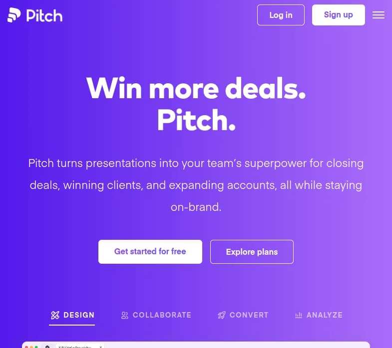 "Découvrez Pitch, l'appli innovante pour créer des présentations captivantes. Donnez du poids à votre marque avec des modèles personnalisables. Essayez maintenant!"