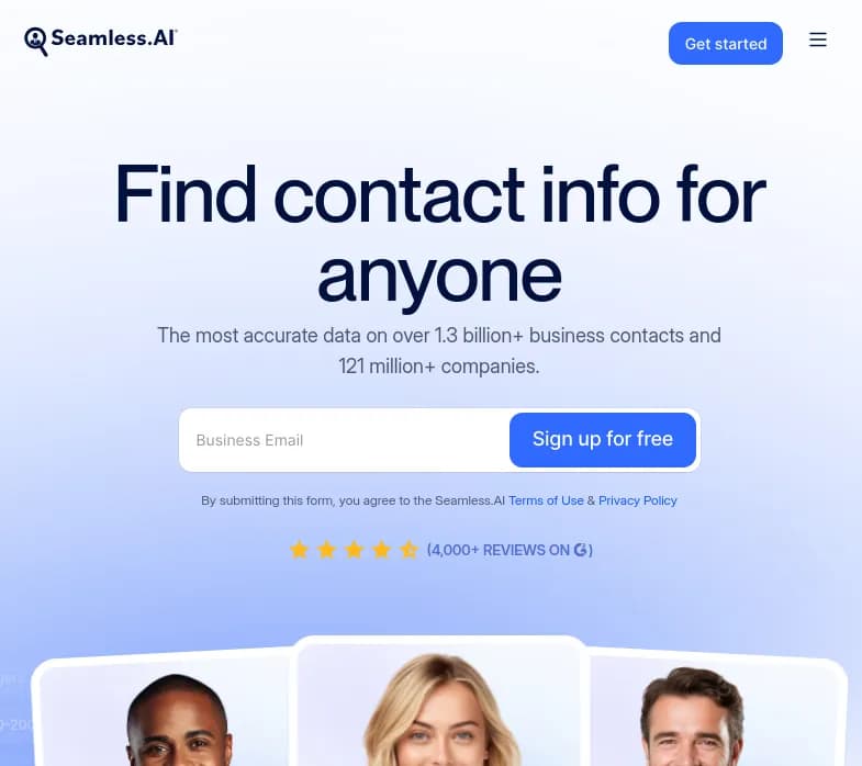 Découvrez Seamless.AI, l'outil de recherche B2B innovant. Trouvez plus de 1,3 milliard de contacts professionnels et optimisez vos ventes!