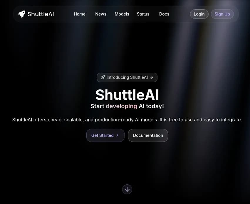Screenshot of app Shutleai : Découvrez ShuttleAI, le leader innovant de l'IA accessible offrant des solutions évolutives, abordables, et optimisées. Joignez notre vibrant communauté dès maintenant!