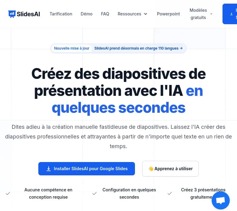"Découvrez SlidesAI, l'application qui révolutionne la création de diapositives. Transformez votre texte en présentation en un clic. Essayez-le maintenant!"