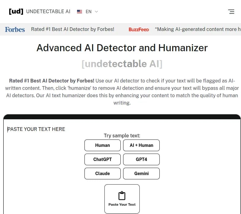 Screenshot of app Undetectable AI : "Découvrez Undetectable AI, l'outil N°1 pour 'humaniser' vos contenus générés par IA, échapper aux détecteurs et assurer l'originalité. Essayez-le maintenant!"