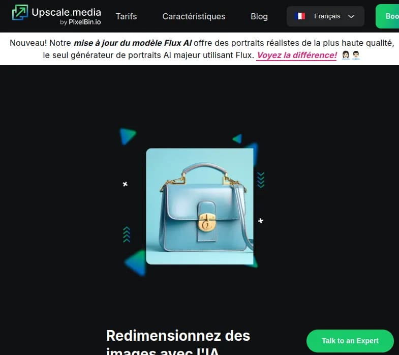 Screenshot of app Upscale Media : Découvrez comment Upscale.media utilise l'IA pour redimensionner et optimiser la qualité de vos images gratuitement. Augmentez la résolution de vos photos 