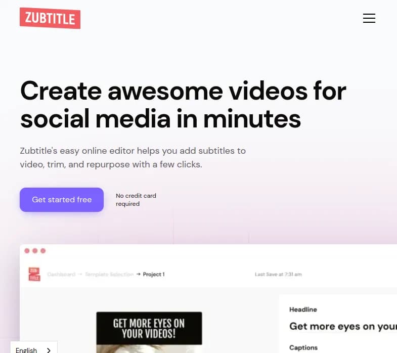 Screenshot of app Zubtitle AI  : Découvrez Zubtitle, l'outil d'édition vidéo en ligne révolutionnaire. Ajoutez des sous-titres, recadrez et redimensionnez vos vidéos facilement.